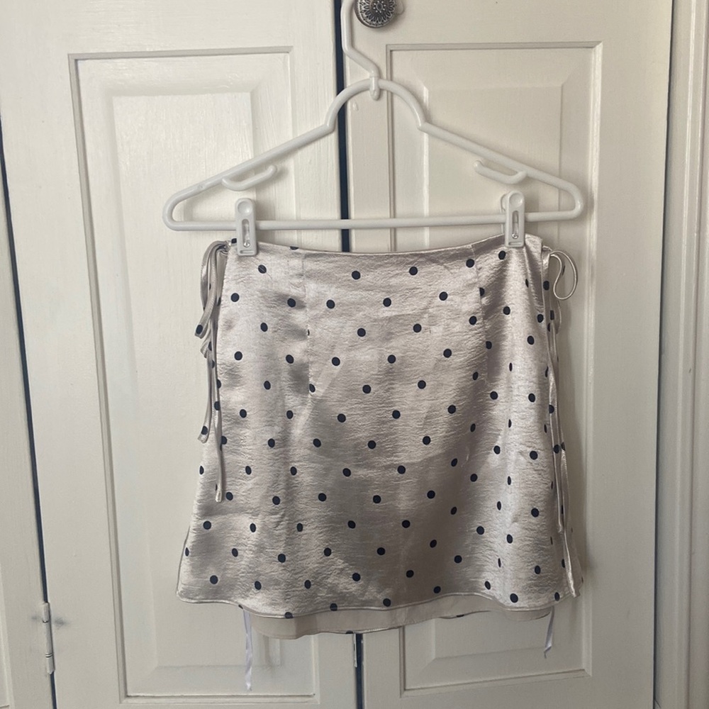Silver Polkadot Mini Skirt